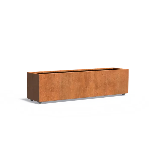 Plantenbak Carrez met wielen cortenstaal 200x50x50 cm