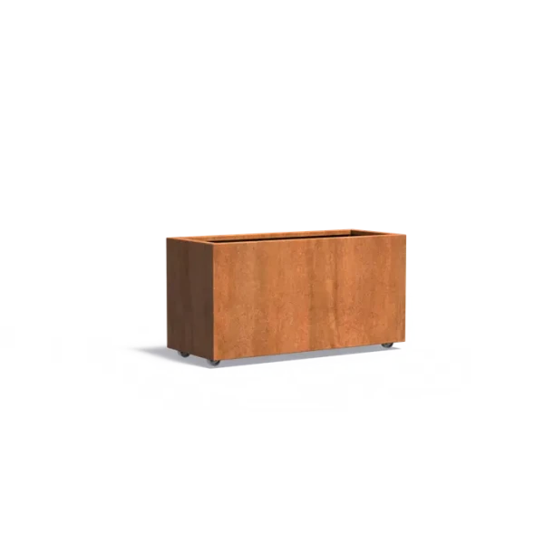 Plantenbak Carrez met wielen cortenstaal 120x50x60 cm