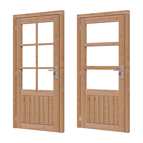 Douglas enkele deur 6-ruits 83x194,2 cm met kozijn onbehandeld linksdraaiend (Incl. Hang en Sluitwe