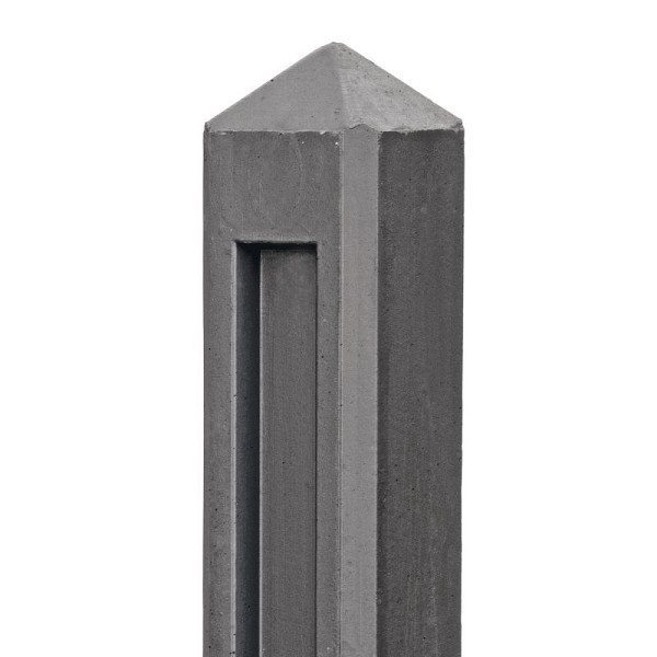 Lage beton eindpaal met diamantkop antraciet 10x10x145 cm