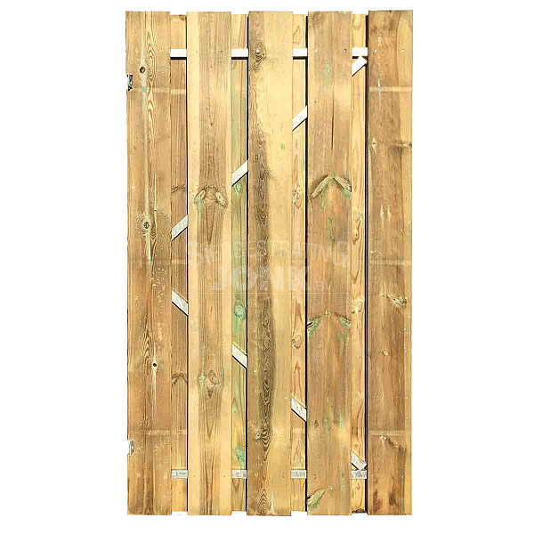 <p><strong>Tuinpoort</strong></p><p>De plankendeuren van Jonk zijn verkrijgbaar met houten en stalen frame. De schermen zijn door middel van een vacuüm- en drukmethode geïmpregneerd waardoor het landuriger beschermd is tegen schimmel en houtrot. De deuren met houten frame bestaan uit planken van 15mm dikte en degenen met stalen frame hebben een houtdikte van 15mm.</p><ul>	<li>exclusief hang en sluitwerk</li></ul><p> </p>