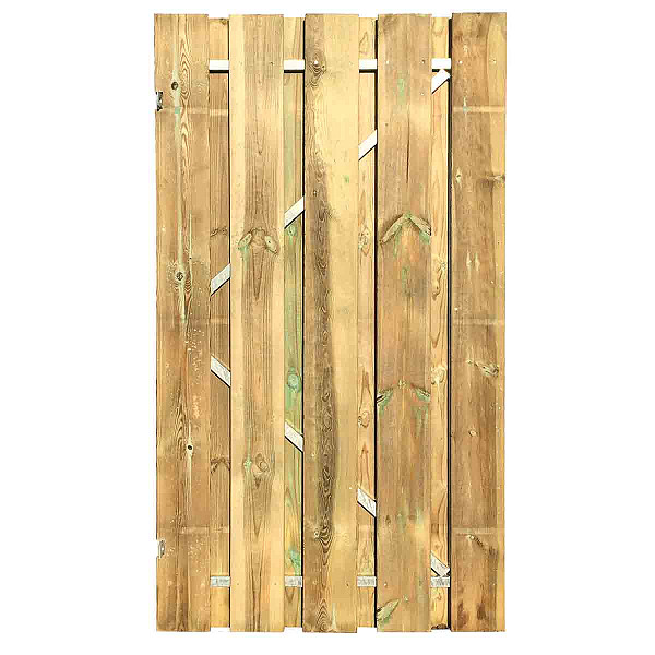 <p><strong>Tuinpoort</strong></p><p>De plankendeuren van Jonk zijn verkrijgbaar met houten en stalen frame. De schermen zijn door middel van een vacuüm- en drukmethode geïmpregneerd waardoor het landuriger beschermd is tegen schimmel en houtrot. De deuren met houten frame bestaan uit planken van 15mm dikte en degenen met stalen frame hebben een houtdikte van 15mm.</p><ul>	<li>exclusief hang en sluitwerk</li></ul><p> </p>