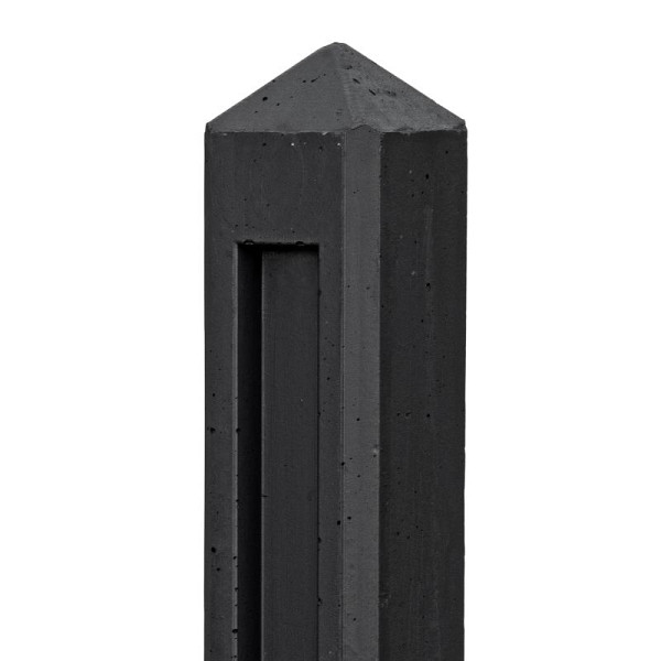 Lage beton eindpaal met diamantkop antraciet gecoat 10x10x145 cm