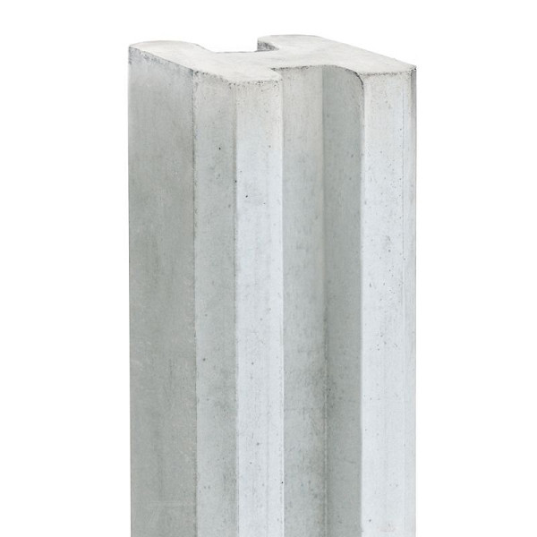 Sleufpaal eindmodel tbv tuinscherm wit/grijs vlakke kop 10x10x294 cm