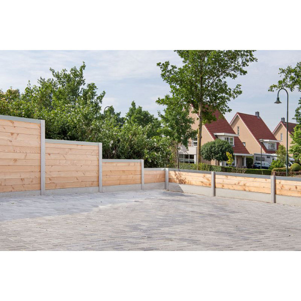 Sleufpaal eindmodel tbv stapelprofielen wit/grijs vlakke kop brede ondersleuf 10x10x275 cm