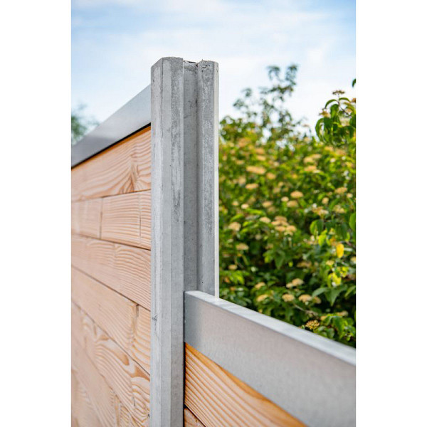 Sleufpaal eindmodel tbv stapelprofielen wit/grijs vlakke kop brede ondersleuf 10x10x275 cm