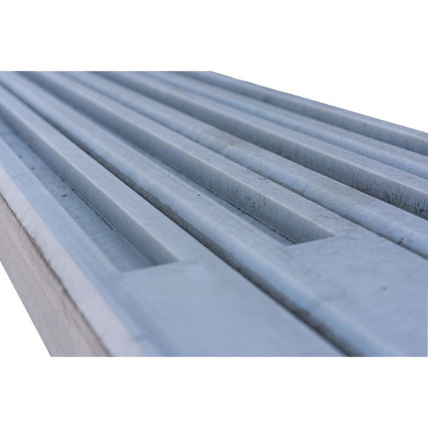 Sleufpaal eindmodel tbv stapelprofielen wit/grijs vlakke kop brede ondersleuf 10x10x275 cm