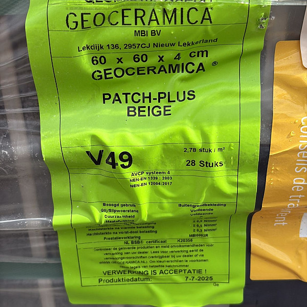 Restpartij Almere (12.94m2) GeoCeramica Starter 60x60x4 cm Patch-Plus Beige