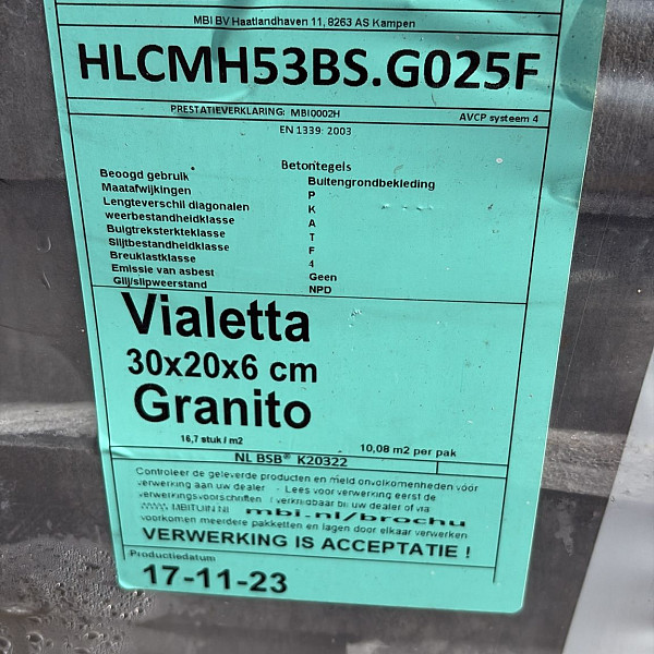 Restpartij Almere: 17.27m2 Vialetta 20x30x6 cm Granito