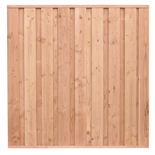 Beto-dichtplankscherm van fijnbezaagde douglas planken 180 x 180 cm.