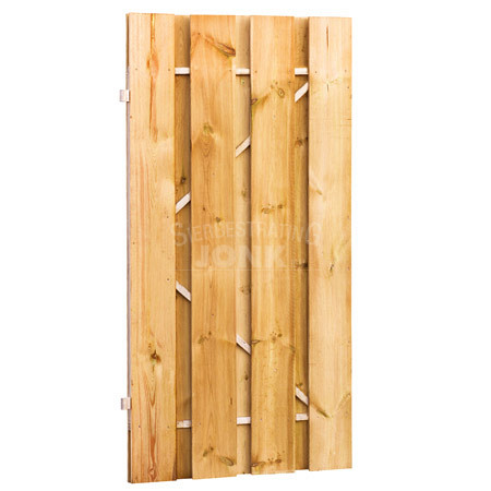 <p>De plankendeuren van Jonk zijn verkrijgbaar met houten en stalen frame. De schermen zijn door middel van een vacuüm- en drukmethode geïmpregneerd waardoor het landuriger beschermd is tegen schimmel en houtrot. De deuren met houten frame bestaan uit planken van 15mm dikte en degenen met stalen frame hebben een houtdikte van 17mm. *exclusief hang en sluitwerk</p>