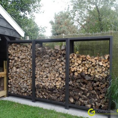 Houtopslag 200x40x43cm Zwart staal