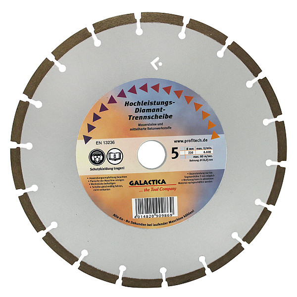 <p><strong>Diamond Blade Do It Yourself*</strong><br /><br />Universeel voor beton, kalkzandsteen enz.</p><p>Asgat 22,23 mm</p><p>Segmenthoogte 7 mm<br /><br />Geschikt voor:</p><ul>	<li>Betonmaterialen</li></ul>