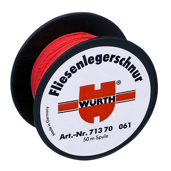 <p>TEGELZETTERSNOER Stratenmakerstouw</p><ul>	<li>Gevlochten polypropyleen</li>	<li>Flexibel</li>	<li>Hittebestendig tot 80°C</li>	<li>Kleur: Rood</li>	<li>Diameter 0,5 mm</li></ul>