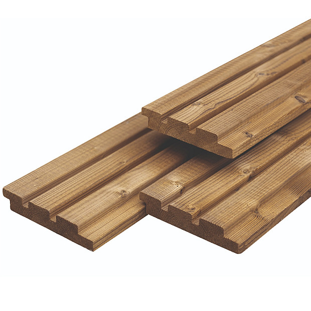 Thermowood Vuren Triple Profiel plank 2.6x14.0x300 cm