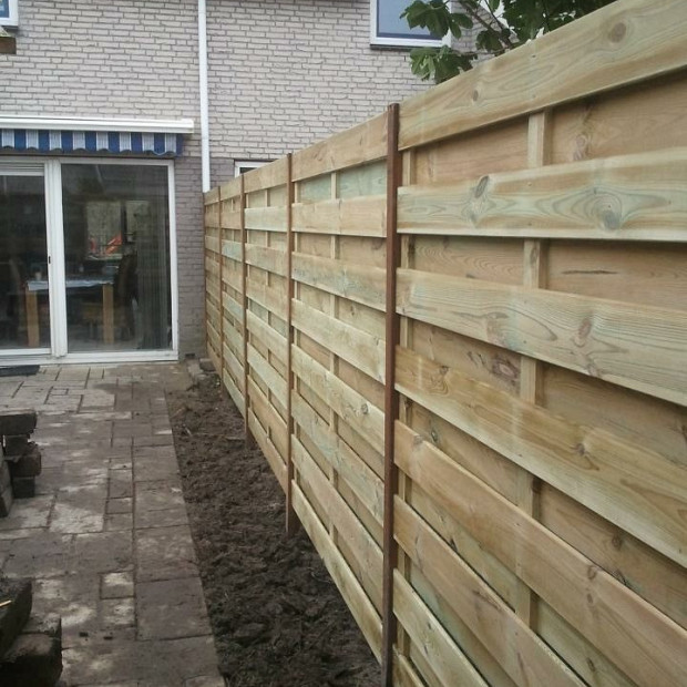 Actie Grenen Tuinscherm Recht 15-planks 180x180 cm