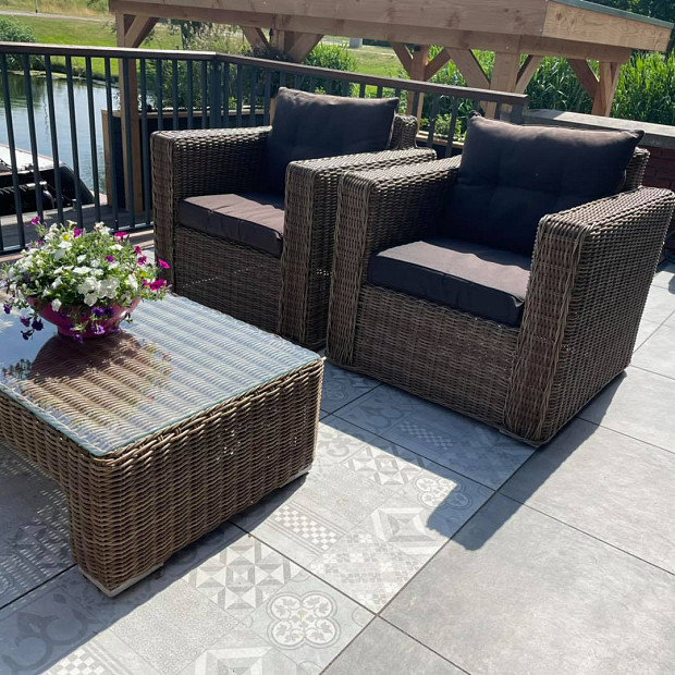 Restpartij Zwanenburg: ca. 2m2 GeoCeramica 60x60x4 cm Mosaik Grey