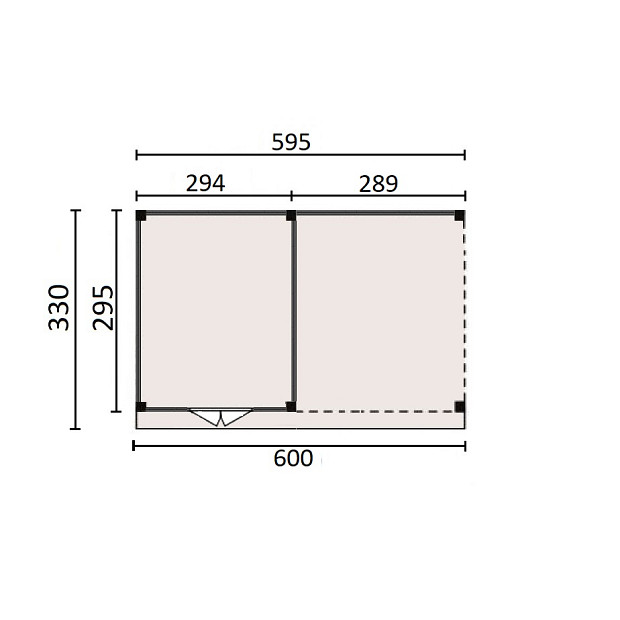 JWOODS Buitenverblijf 600x300cm incl. berging 300(b), Geschaafd met blokhutprofiel