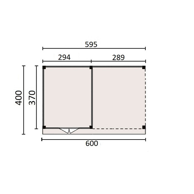 JWOODS Buitenverblijf 600x370cm incl. berging 300(b), Fijnbezaagd zweeds rabat zwart