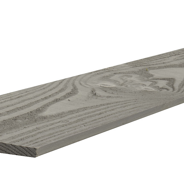 Douglas zweeds rabat plank, 1,1-2,7 x 19,3 x 400 cm., grijs gespoten