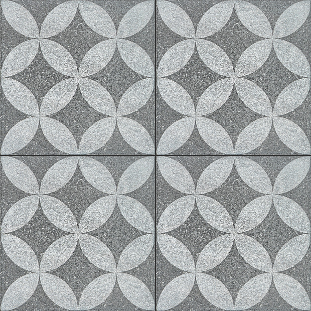 Restpartij Schagen: 4 stuks GeoProArte Design 60x60x4 cm Belgian Blue Dark Grey Flower