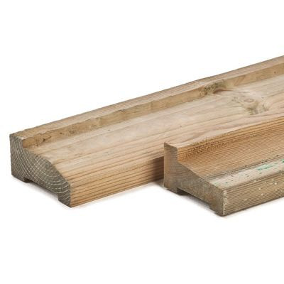 Midden-Europees grenen funderingsbalk standaard groen geïmpregneerd 4,5 x 9,0 x 300 cm Geschikt voor blokhutten: 19mm, 28mm, 34mm