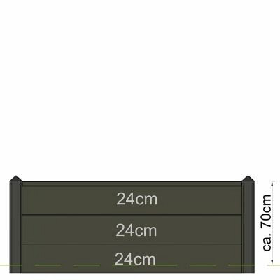 Beton Hekwerk Hoekpaal (3sp) 10x10x145 cm, Zwart gecoat