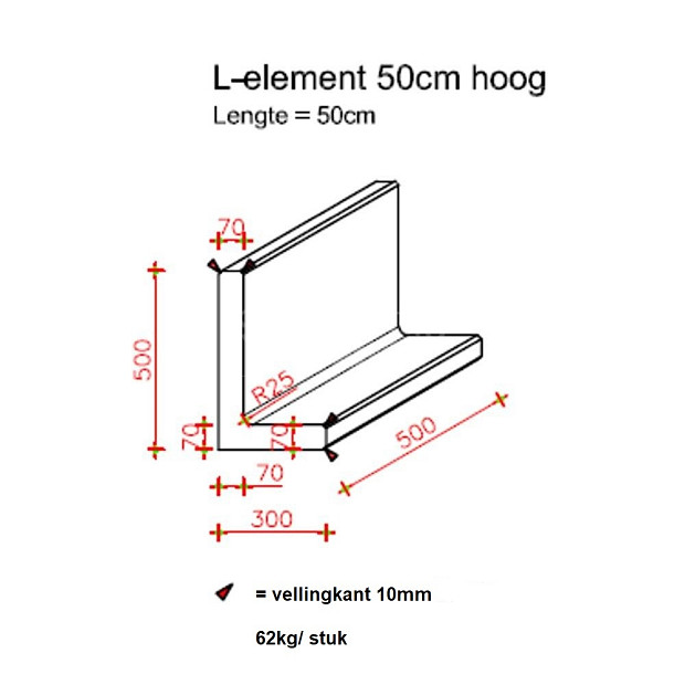 L-Element 50x30x50 cm (L x Voet x H) Antraciet