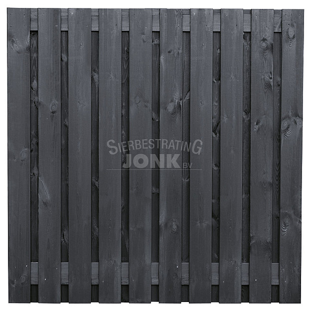 Tuinscherm Stuttgart zwart gespoten geschaafd grenen 21-planks 180x180 cm