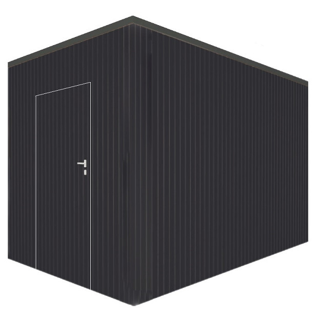 JWOODS Berging 196x248 cm, Geschaafd met verticaal triple rabat zwart