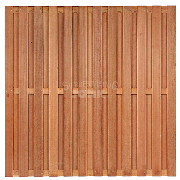 Tuinscherm Leeuwarden, geschaafd onbehandeld hardhout, 26-planks, 180x180 cm
