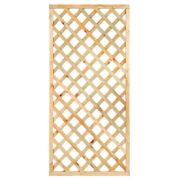 Trellis diagonaal met lijst, 90x180 cm, geïmpregneerd geschaafd grenen