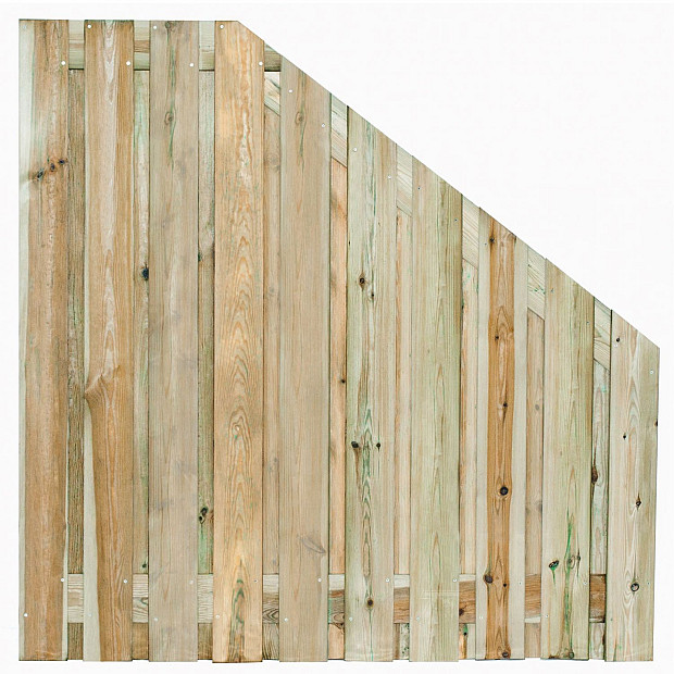 Tuinscherm Enschede geschaafd geïmpregneerd grenen 21-planks verloop 180x90/180 cm