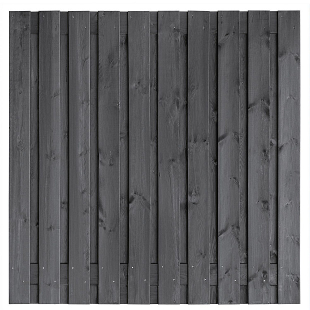 Tuinscherm Hengelo geschaafd zwart geïmpregneerd grenen 21-planks 180x180 cm