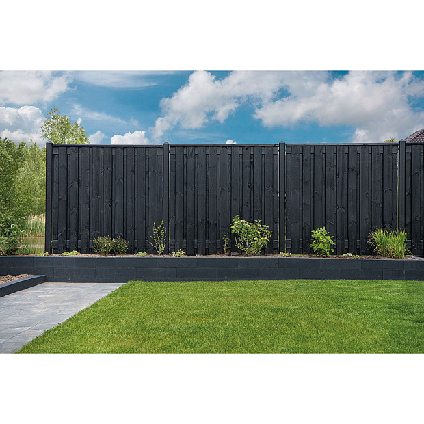 Tuinscherm Stuttgart zwart gespoten geschaafd grenen 21-planks 180x130 cm