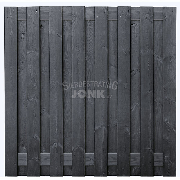 Tuinscherm Hamburg zwart gespoten geschaafd grenen 17-planks 180x180 cm