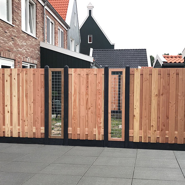 JWOODS Tuinscherm Red Wood 19-planks afbouw rechts 180/90x180 cm Geschaafd