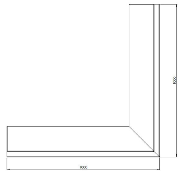 Gepoedercoat staal keerwand buitenhoek 100x100x50 cm zwart