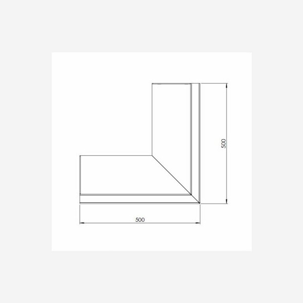 Gepoedercoat staal keerwand buitenhoek 50x50x30 cm wit