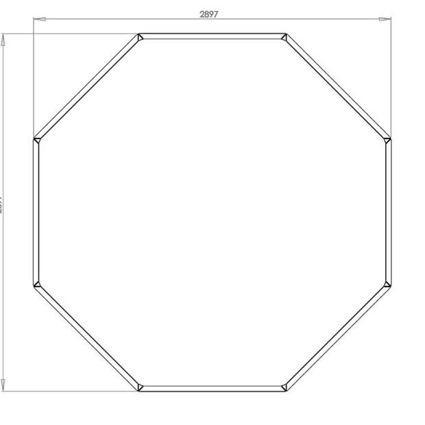 Cortenstaal achthoekige plantenbak Chicago 120, 289,7x289,7x30 cm
