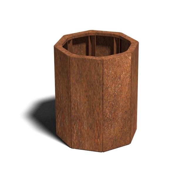 Cortenstaal achthoekige plantenbak Chicago 30, 72,4x72,4x30 cm met bodemplaat