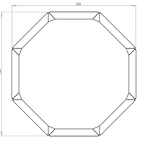 Cortenstaal achthoekige plantenbak Chicago 30, 72,4x72,4x30 cm met bodemplaat