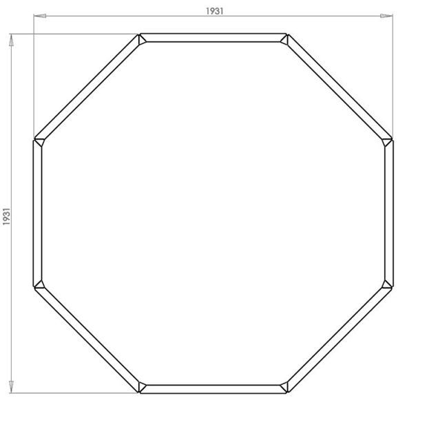 Cortenstaal achthoekige plantenbak Chicago 80, 193,1x193x1x60 cm