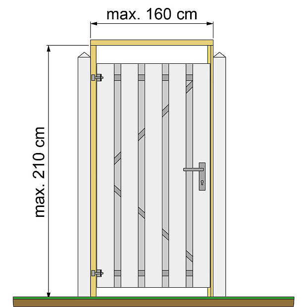 Tuindeurkozijn met aanslaglat max 160 cm breed geschaafd grenen