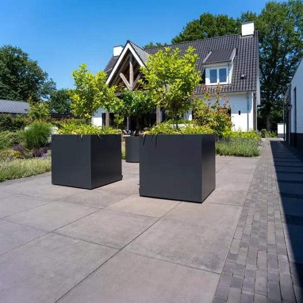 Plantenbak Carrez met wielen aluminium 100x100x60 cm