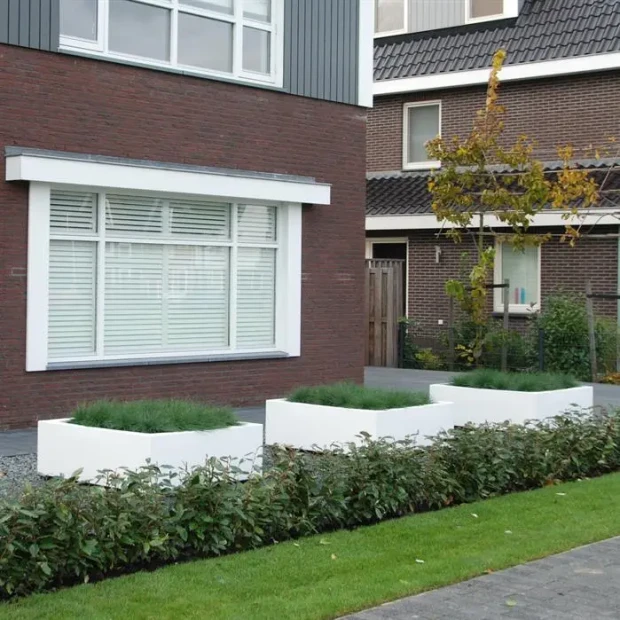 Plantenbak Carrez met wielen aluminium 100x100x40 cm