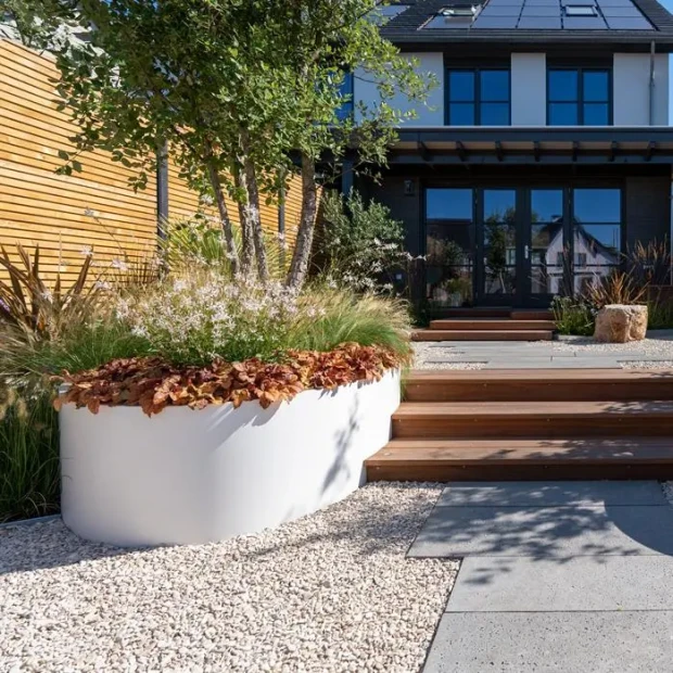 Plantenbak Ellipse met bodem aluminium 200x120x60 cm