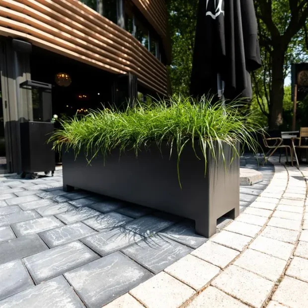 Plantenbak Carrez met poten aluminium 80x80x80 cm