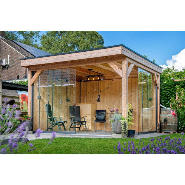 Glazen schuifwandset compleet 6-sporig zwart - inbouwhoogte 228-232 cm deurbreedte 82 cm/max 482 cm