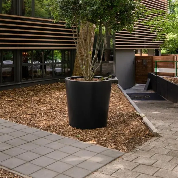 Plantenbak Conic met bodem aluminium Ø100x100 cm